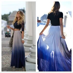 Blue grey ombré INFLUENCER maxi skirt